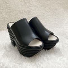 サルバトーレ フェラガモ プラットフォームレザーサンダル ブラック 36 1/2
