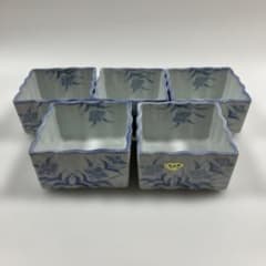 有田焼 雅峰作 角小鉢5客セット 桔梗デザイン 和食器 小鉢・デザート皿