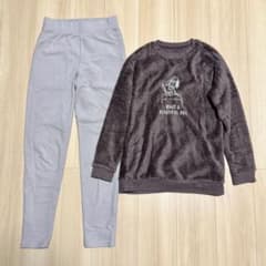 ユニクロ★フリースセット パジャマ ルームウエア S スヌーピー ピーナッツ 茶