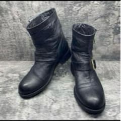 jimmy choo[36]검은 가죽 엔지니어 부츠 백바이커 부츠