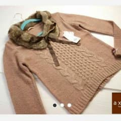 axes femme ファー付き 袖口バラモチーフ ニットプルオーバーのサムネイル