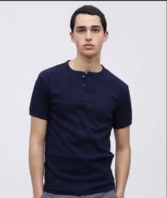 AVIREX ヘンリーネック Tシャツ ネイビー Lのサムネイル