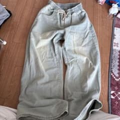Brand new, unused light green denim wide-leg pants