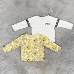 【2枚セット】90サイズ長袖Tシャツ（FILA、スマイルくん）のサムネイル