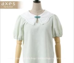 axes femme スカラップ襟チャイナ釦ブラウス ミントグリーンのサムネイル