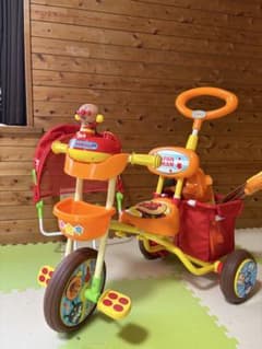 アンパンマン 三輪車 オレンジ色 日よけ付 アンパンマン 三輪車 デラックス - メルカリ
