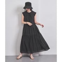 24ss ユナイテッドアローズ タックティアードマキシワンピース インド綿 黒