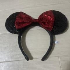 ミニーカチューシャ 黒と赤 スパンコールのサムネイル