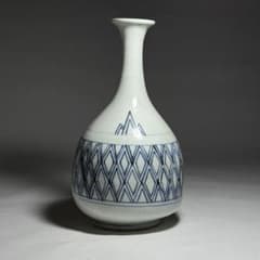 ◆希少 古伊万里 染付 菱形網目文 花瓶 徳利 花生 江戸時代中期〜後期◆ ◇希少 古伊万里 染付 菱形網目文 花瓶 徳利 花生 江戸時代中期〜後期