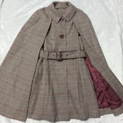 Lily Brown レザーパイピングケープコート 千鳥柄 - メルカリ