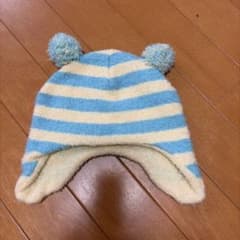 ベビー用 ボーダー柄 耳付きニット帽のサムネイル