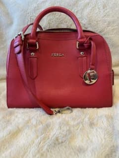FURLA 2WAY ハンドバッグ ショルダーバッグレザー レッド ゴールド金具のサムネイル