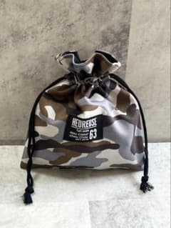 売切‼️ 巾着袋　ハンドメイド　ラストグレーカモフラのサムネイル