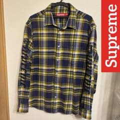 Sランク品 Supreme チェック柄シャツ M ネイビー/イエロー - メルカリ