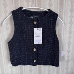 ZARA ネイビー ツイード ノースリーブベスト ZARA ネイビー ツイード ノースリーブベスト - メルカリ