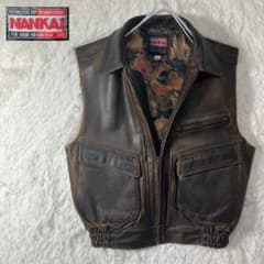 美品 NANKAI ナンカイ 襟付き レザーベスト 本革 ブラウン LL XL 美品 NANKAI ナンカイ 襟付き レザーベスト 本革 ブラウン LL XL