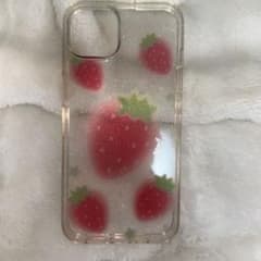 iPhone用ケース いちご柄 ラメ入り クリアケースのサムネイル
