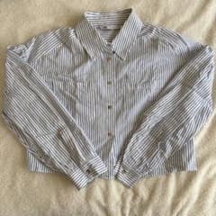 ZARA ストライプ クロップドシャツ ミニ丈長袖のサムネイル