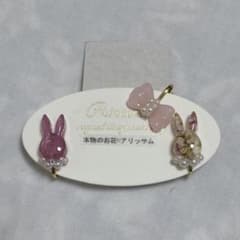 princetia本物のお花♡アリッサム うさぎイヤリング サージカルステンレスのサムネイル