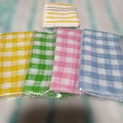ふきん 台ふきん ４枚セット チェック柄 ストライプのミニタオルハンカチのサムネイル