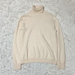 【美品・カシミヤ100%】ユニクロ タートルネックセーター ナチュラル/白 XL
