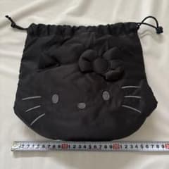 ハローキティ 巾着袋 ブラック 横幅約26cmのサムネイル