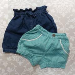 キッズ ショートパンツ 2枚セット デニム ドット　100のサムネイル
