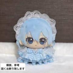 ぬい服 ギンガムチェックフリルドレス ヘッドドレスセット ソーダ