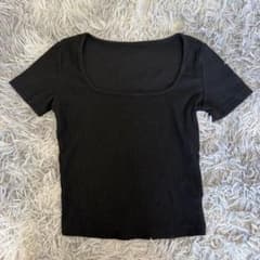 SHEIN Dazy ブラック リブ スクエアネック ミニTのサムネイル