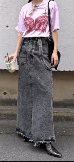 美品】MEDI INVERT SUSPENDER DENIM SKIRT - メルカリ