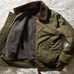 美品□HOUSTON フライトジャケット B-15 襟ボア カーキ 38 - メルカリ