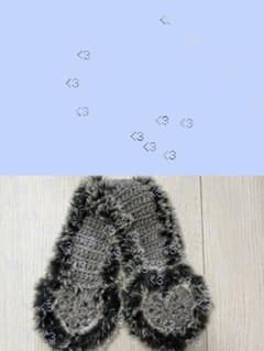 ハンドメイド ハートモチーフ イヤーマフ グレーのサムネイル
