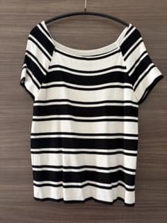 M’s selectオフショルダー白黒ストライプTシャツのサムネイル