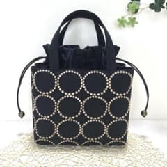 超メルカリ市価格》ミナペルホネンあおりポケット巾着バッグ