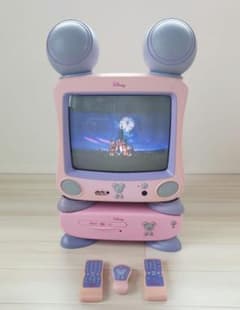 Disney ミッキー型 ブラウン管DVD 動作品 リモコン完備 ピンク 希少 Disney ミッキー型 ブラウン管DVD 動作品 リモコン完備 ピンク 希少