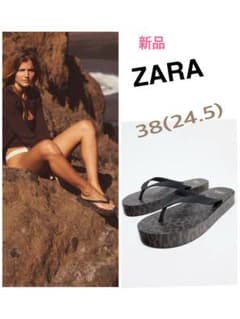 ZARA アニマル柄サンダル38サイズ（24.5） 新品・未使用　ブラウンのサムネイル