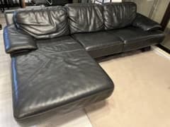 【SATO様専用】【2人掛け】大塚家具　レザー3人掛けソファ　黒のサムネイル