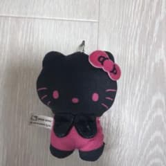 ハローキティ マスコット ぬいぐるみ ブラック ピンクのサムネイル
