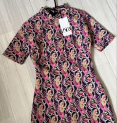 ZARA カラフル模様 半袖シャツワンピース XSのサムネイル