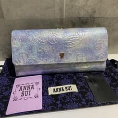 未使用】ANNA SUI パピヨン 口金長財布 ブルー - メルカリ