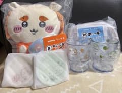 치이카와 에니마이 복권 봉제인형 파우치 플라스틱 컵 콩 접시 세트