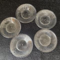 プレスガラスレース皿　明治 大正 プレスウランガラス皿 5枚セット プレスガラスレース皿 明治 大正 プレスウランガラス皿 5枚セット