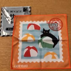 カフェベローチェ40周年記念サマーキャンペーン 黒ねこハンドタオル　オレンジ②のサムネイル
