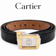 Q483 カルティエ 希少 レザー オーストリッチ 高級感 本革 ベルト