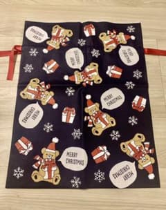 【クリスマスに！】ラッピング袋 巾着 くま 大きいサイズのサムネイル