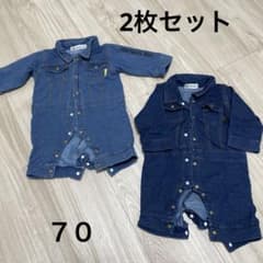 デニム風 ロンパース 双子 お揃いのサムネイル