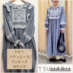 TSUHARU⋈ドビーバテンレースワンピース⋈ブルー TSUHARU⋈ドビーバテンレースワンピース⋈ブルー - メルカリ