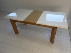 シギヤマ家具⭐︎高級⭐︎伸長テーブル 白木目 北欧のサムネイル