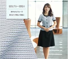 ★美品★事務服 オ－バ－ブラウス★15号★カラ－/ブル－★のサムネイル