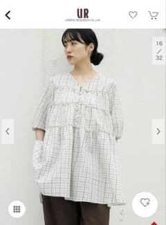 【URBAN RESEARCH】チェック柄ブラウス　ミニワンピース　五分袖のサムネイル